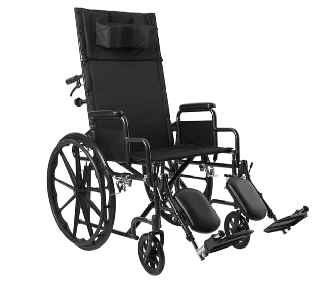 Reclining Wheelchair and Detachable Desk Arms - 20-Inch Seat Width, 350 lbs. Capacity - 1 Each