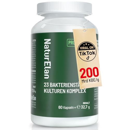 Probio 23 Kulturen Komplex, 200 Mrd KbE/g, Mehrere Premium Bakterienstämme mit Akazienfaser, 1 Kapsel pro Tag, mit Lactobacillus & Bifidobakterien, Vegan, 60 CT, Darmflora