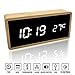 Produktbild Alfheim Digitaler Wecker aus Holz Bambus LED Licht - 12/24Hr - Schreibtischspiegel HD Display Uhr mit Sprachsteuerung/Temperatur - USB & Batteriebetrieben für Schlafzimmer,Nachttisch