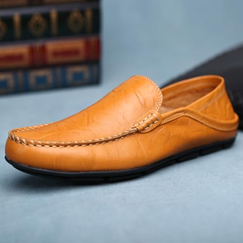 Image of Go Tour Men's Premium Genuine Leather Casual Slip on Loafers Breathable Driving Shoes Fashion Slipper