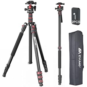 EVUMO Kamera-Stativ 203cm, Kamerastativ Overhead Dslr-Camera-Tripod-Mit-36mm-Kugelkopf und Monopod Function, Videostativ Für Camcorder, Spiegelreflexkameras Mit 2 Schnellwechselplattes, 8kg Tragkraft