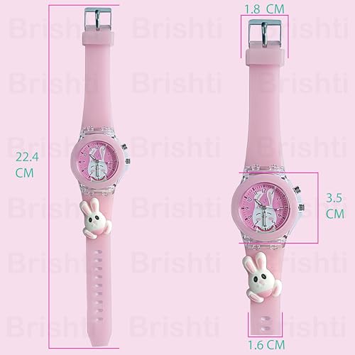 Image of Brishti 3D Cartoon Character Multicolored Glowing Digital Light and Girl's Analogue Wrist Watch | Unique 3D Cute Cartoon Character on Strap | Soft Silicone Strap | Suitable for Age 3-12 Year Kids