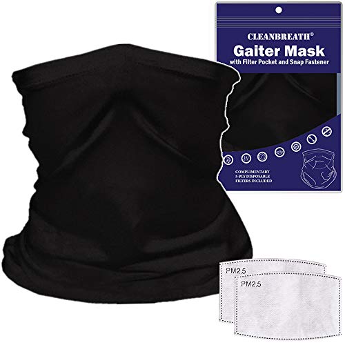Reusable Neck Gaiter with Filter Insert, Fashion Cooling Face Covering Bandanas for Women, Black2