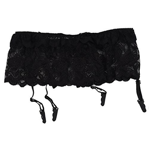 SODIAL Suspender Belt - Narrow Slim Sexy or Burlesque Wide Deep Lace for Stockings