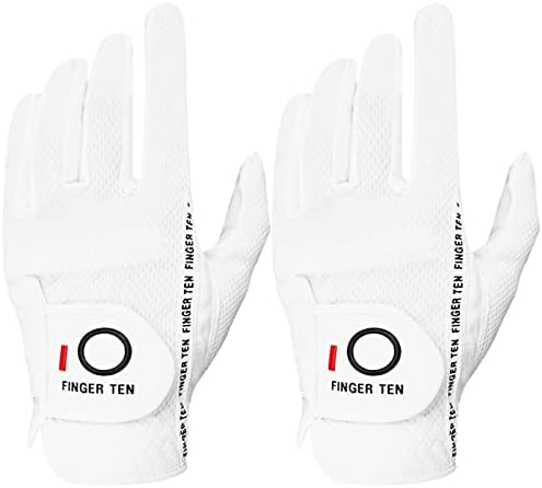 FINGER TEN Men's Golf Gloves for Right Left Handed Golfer Rain Gr...
