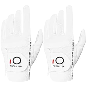 FINGER TEN Men’s Golf Gloves for Right Left Handed Golfer Rain Grip Value 2 Pack, Golf Glove for Left or Right Hand Hot Wet Weather No Sweat Black Gray White Blue