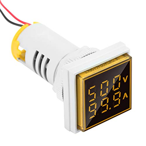 ZAWELIYO LED Digital Display AC Voltage Current Meter Indicator 22mm 0-100A Meter Indicator, with Wide Measurement Range for Small (Yellow)