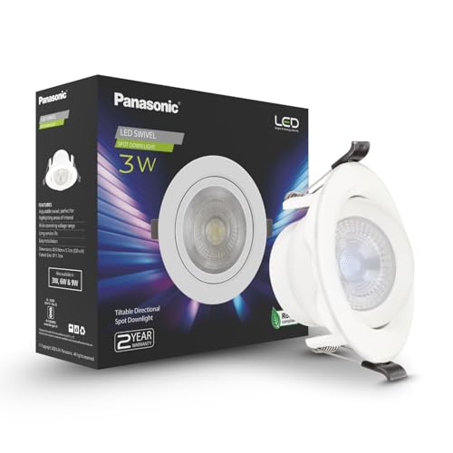 Panasonic 3 Watt Round Swivel Downlight, 3W Swivel Ceiling Light,...