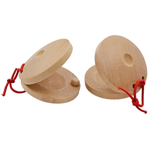Wooden Castanets Round Finger Clappers Musical Instrument Educational Tools 1 Pair