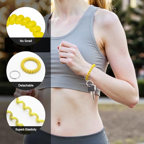 Image of TENOC Spiral Coil Keychain, Anti-lost Key Chain Holder Lanyard Cord for Sauna Outdoor Sports and Gym Pool