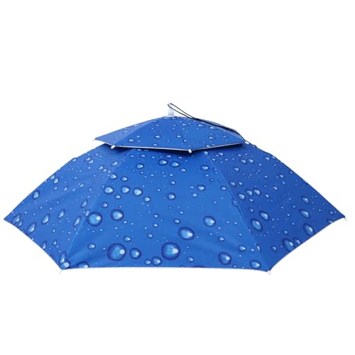 JECOMPRIS Paraguas de mano azul de doble capa de 95 cm, con estructura de hierro, para trabajo y pesca en exteriores
