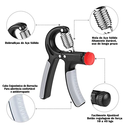 Hand Grip Exercitador Para Mãos Punho Emborrachado Preto + Chaveiro CBRN19038