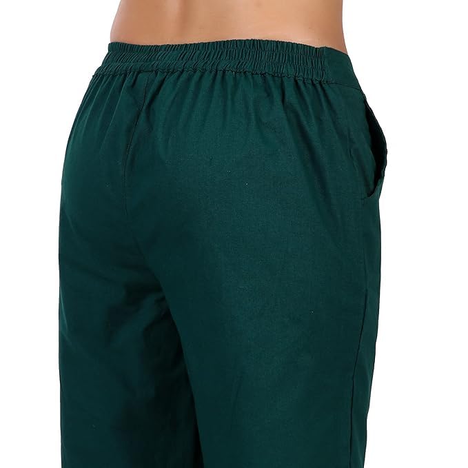 Image of Aarav Fabric Women's 100% Cotton Casual Pant | Ankle Length Regular fit Cotton Trouser | Straight Fit Formal Pants for Kurti, Office, Casual and Daily Outdoor Lifestyle