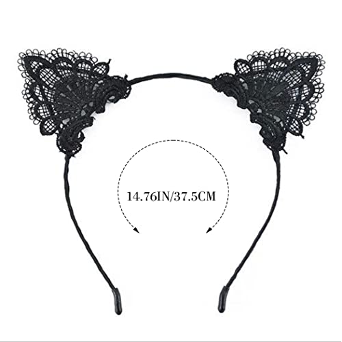 Catery Sexy Cat Ears Headbands Lace Kitty Ears Head Bands Halloween Cat Ears Head Hoops Party Cosplay Costume Fashion Hair Accessory For Women And Girls (Black) #TOP2