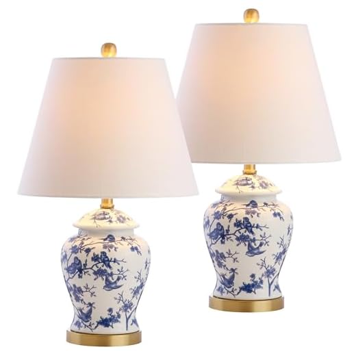 JONATHAN Y JYL3005A-SET2 Set of 2 Table Lamps Penelope 22" Chinoiserie Table Lamp Classic,Cottage,Traditional,for Bedroom, Living Room, Office, College Dorm, Coffee Table, Bookcase, Blue/White