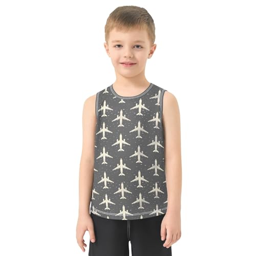 Plane Vintage Pattern Boys Tank Top Sleeveless Quick Dry Athletic T-Shirts 3-10T2