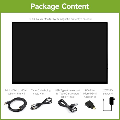 Image of waveshare Luckfox 16inch 4K Portable Touch Monitor with Magnetic Protective Case, 3840 x 2400 Resolution, HDR 120Hz Refresh Rate, IPS Panel, Optical Bonding, 10-Point Touch