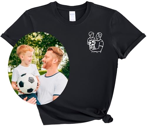 Custom Dad Shirt Portrait from Photo Tshirt Personalized Father’s Day T-Shirt Birthday Gifts for Him Outline Tee from Daughter for Dad Multicolor