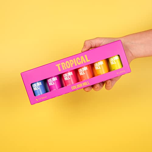 Image of Colour Mill Oil Blend Food Coloring, Tropical Pack - 20 Milliliters Each of 6 Colors: Coral, Cobalt, Fuchsia, Kiwi, Mango and Melon