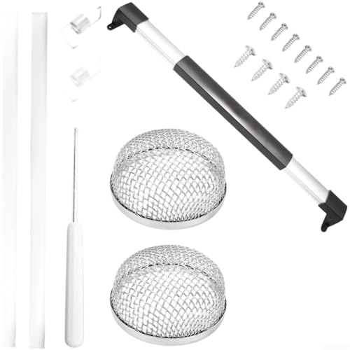 Filteilect Manija de puerta de mosquitera de remolque para caravana, kit de repuesto de pantalla de ventilación de horno, malla de 3 mm con barra ajustable para protección al aire libre