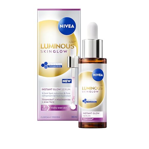 NIVEA Luminous 630 Even Glow Serum with Thiamidol 30ml Serum for Face with Niacinamide and Aloe Vera Refines Pores and Hydrates for Clear Glowing Skin