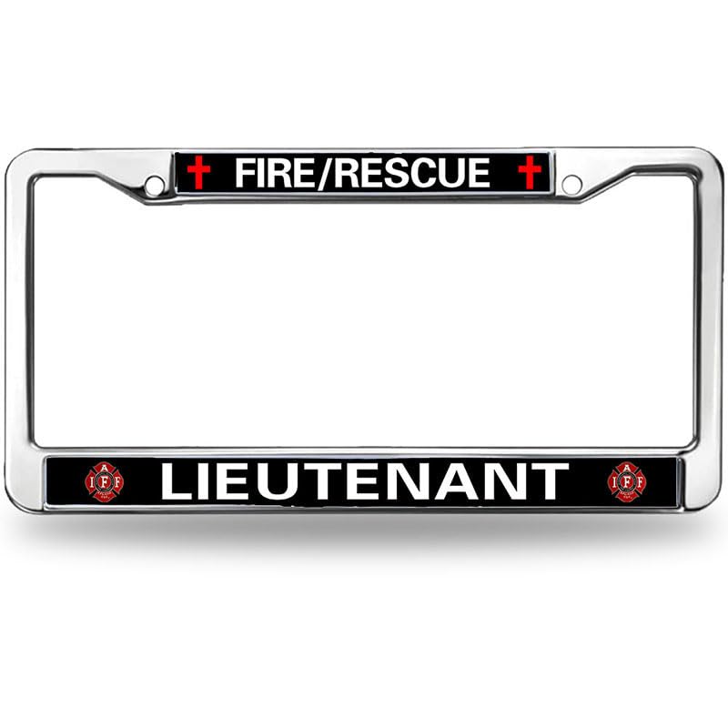 Image of Firefighter License Plate Frame for Car Lovers Firefighter Pride Scratch-Resistant Fire Rescue Power License Plate Frame Devoted Gift for Firefighter