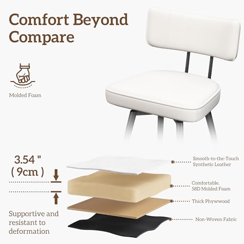 Image of GXJ Bar Stools Set of 3, Kitchen Counter stools with Backs and Metal Legs
