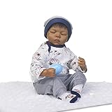 TERABITHIA 50cm Black Rare Alive African-American Sleeping Reborn Baby Boy Dolls, May God Bless You