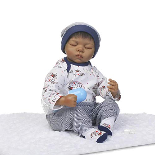 TERABITHIA 50cm Black Rare Alive African-American Sleeping Reborn Baby Boy Dolls, May God Bless You