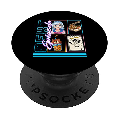 Next Episode, Anime Otaku Girl Japan Kawaii Ramen Noodles Bo PopSockets Swappable PopGrip, Black