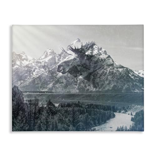Stupell Industries 'Quaint Sunny Mountain River Scenery Moose'| Canvas Art