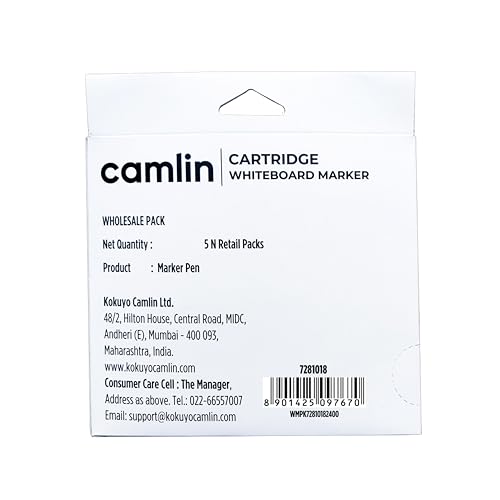 Image of Camlin Cartridge White Board Marker pack of 5 - Blue