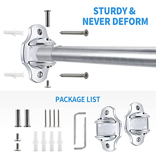 TENOVEL Adjustable Curved Shower Curtain Rod, 50-72 Inches Shower Curtain Rods for Bathroom, Expandable Stainless Steel Shower Curtain Bar Telescoping Design Customized for Bath, Polished Chrome
