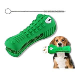Dog Chew Toys for Aggressive Chewers: Alligator Dog Toys for Large/Medium/Small Breed – Indestructible Dog Toys – Toothbrush Rubber for Dog Teeth Cleaning – Squeaky Sound for Dog Attraction