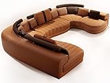  Moebella Wohnlandschaft XXL Leder Baroni Ecksofa Rundsofa Teilleder Farbwahl (Ausrichtung Normal)