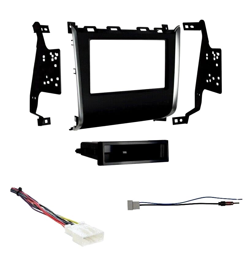 Xscorpion Car Stereo Radio Installation Dash Kit Compatible with Nissan Pathfinder (Without NAV, with Climate Above Radio) (Dash Kit Combo (Harness +