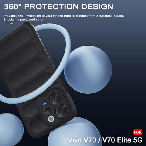 Image of TheGiftKart Liquid Silicon Back Cover Case for Vivo V70 / V70 Elite 5G | Shockproof Military Grade Protection | Micro-Fibre Cloth On Inner Side | Built-in Anti-Slip Grip Cover Case (TPU, Black)