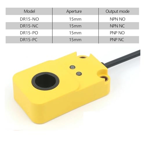 Sensor de proximidad de anillo DR15 inductivo metálico PNP NC 2