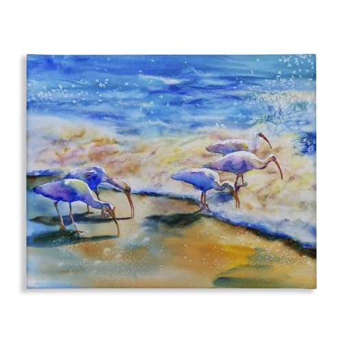 Stupell Industries Egret Birds Ocean Shore, 16 x 20 Inch Canvas Wall Art