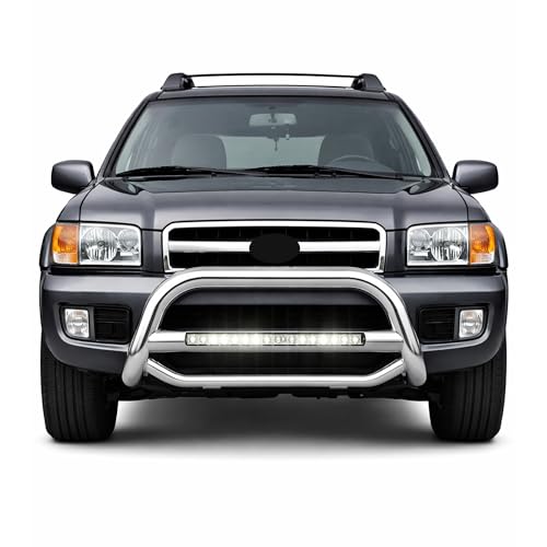 Image of Black Horse MAX Beacon Bull Bar No Skid Plate Stainless Steel Compatible with 1999-2003 Infiniti QX4|1999-2004 Nissan Pathfinder-MAB-NIB4201S