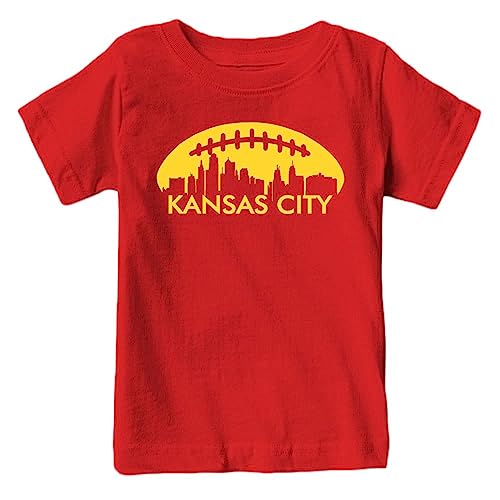 KC Football Skyline Kids Fan T-Shirt (Red Shirt YL)