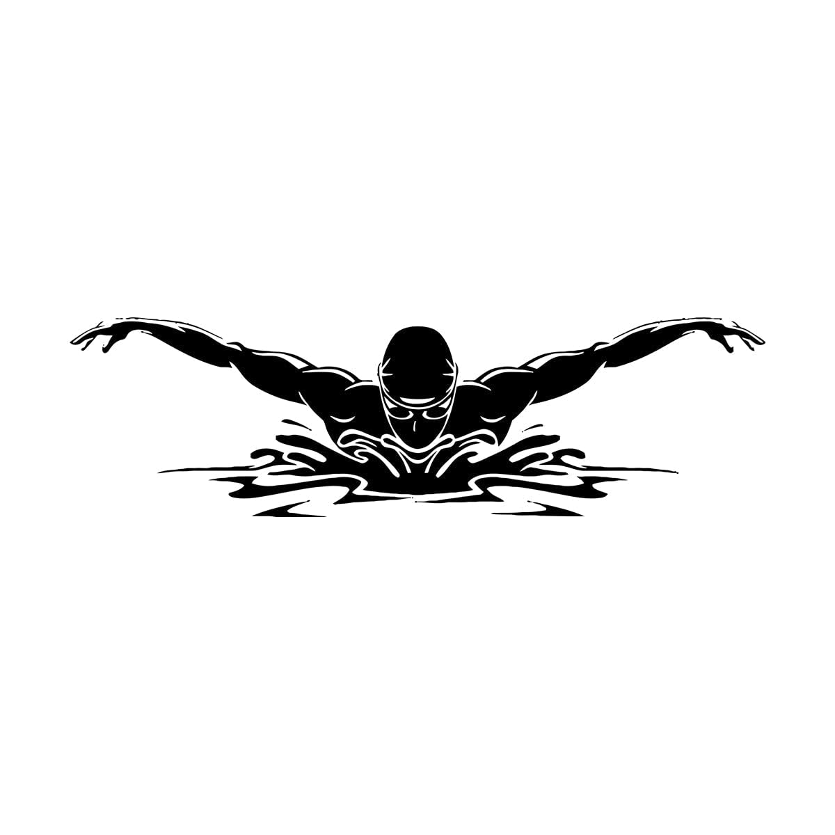 Lzhouting Boys Wall Stickers 1406 Swimmer Wall Decal Swimming Pool Water Sport Athletic Vinyl Wall Sticker Home Bedroom Decoration Waterproof Art Mural Large - 34X116cm