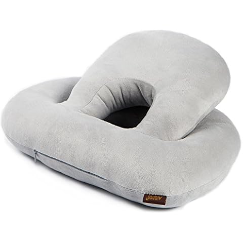 Alibo Piercing Pillow For Side Sleeping Pillow with Breathable Ear Hole Nonslip Office Desk Nap Cushion Face Down Stomach Sleeping Pillow Travel Support Pillow Lumbar Support Cover