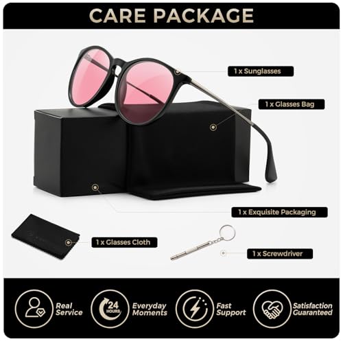 Image of SUNGAIT Premium Vintage Round Sunglasses for Women Men Classic Retro Style