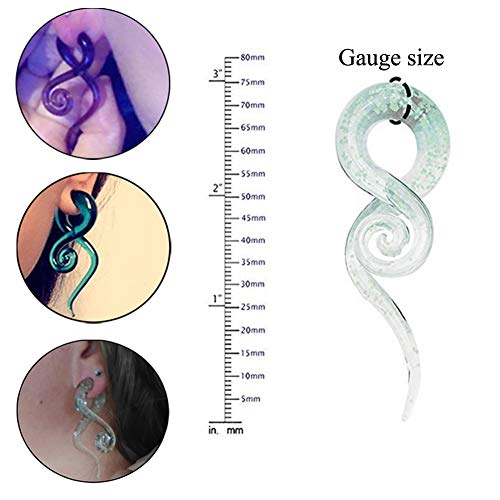 Oyaface 2pcs Purple Glass Spiral Ear Plugs Expander Tunnels Ear Piercing Jewelry 2g(6mm) Purple Gauges
