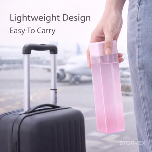 Image of Frosty Square Fridge Water Bottles Set of 6 | 1 Litre BPA Free Plastic Fridge Bottles | Slim Refrigerator Water Bottle Set for Home & Office | Gym Bottle | Kitchen (BABY PINK) (BABY PINK)