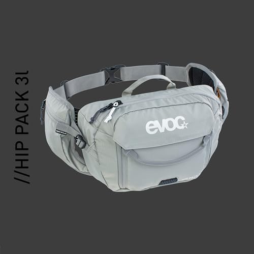 EVOC HIP PACK 3l Hüfttasche Bauchtasche Hüftbeutel (3l Fassungsvermögen, AIRFLOW CONTACT SYSTEM, verstellbarer Hüftgurt, VENTI FLAP-System), Steingrau