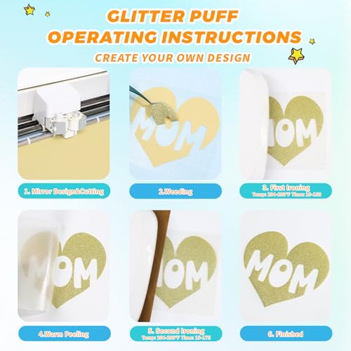 Image of Lapis Lazuli Glitter Puff Glitter Puff Vinyl Heat Transfer - 12 inch x 5ft 3D Puff HTV Vinyl, Glitter Puffy Iron-On for Fabrics, Perfect for T-Shirts, Bags, Pillows, Compatible with Cricut & Cameo