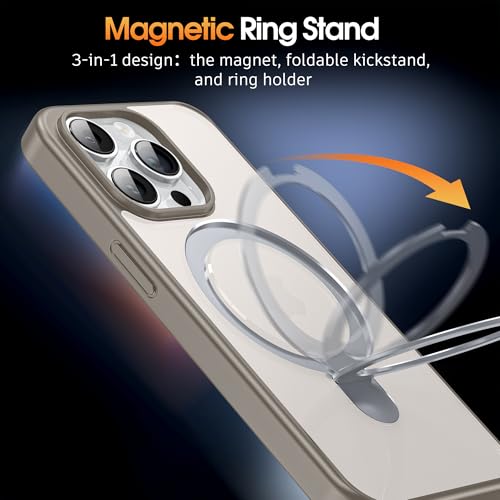 Supdeal Magnetic Stand Case for iPhone 14 Pro with Invisible Ring Kickstand [Compatible with MagSafe] [Military Drop Protection] Shockproof Protective Translucent Matte Phone Cover, 6.1'', Grey by Supdeal - Used condition - Image 3