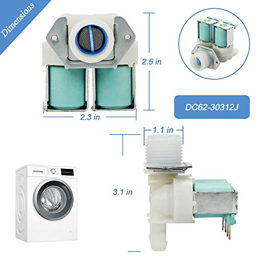 DC62-30312J & DC62-30314K Washer Cold and Hot Side Water Valve Set Replacement for Ken-more Sam-sung Washer 1810145 DC62-30314H AP4204535 by TOMOON